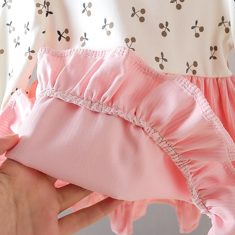 Girls Floral Printed Corduroy Suspender Dress Set - Image 4