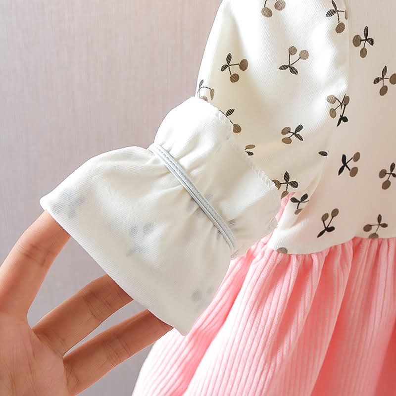 Girls Floral Printed Corduroy Suspender Dress Set - Image 3