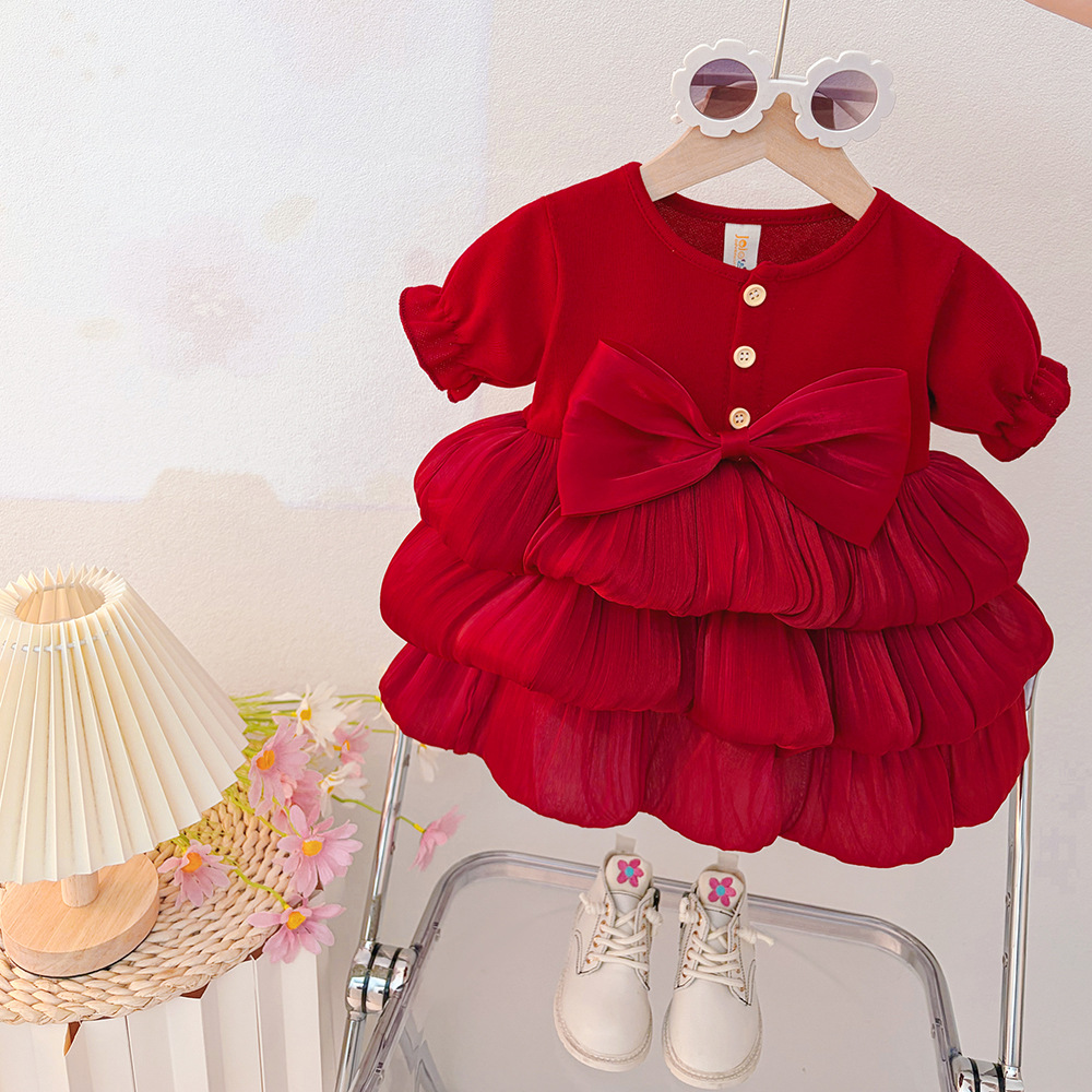 Girls Bow Tulle Party Dress - Image 5