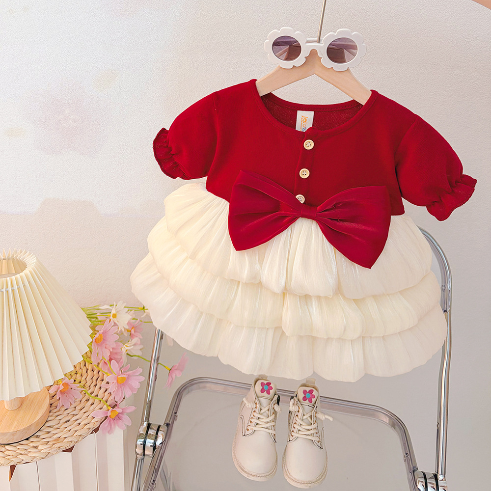 Girls Bow Tulle Party Dress - Image 6