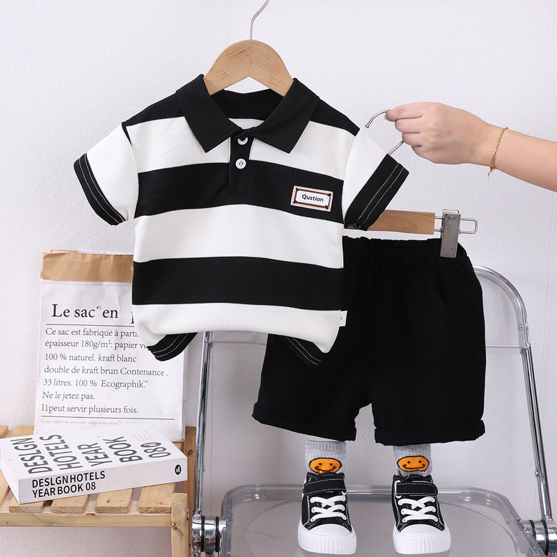 Boys Striped Polo T-Shirt & Shorts Set - Image 6