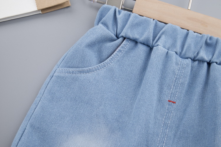 Baby Boys Denim Dungaree Set with Striped Polo T-Shirt - Image 2