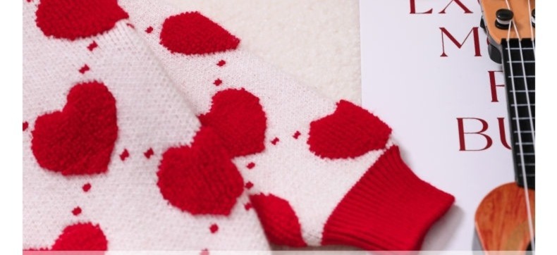 Girls Heart Printed Knitted Dress with Peter Pan Collar - Image 2
