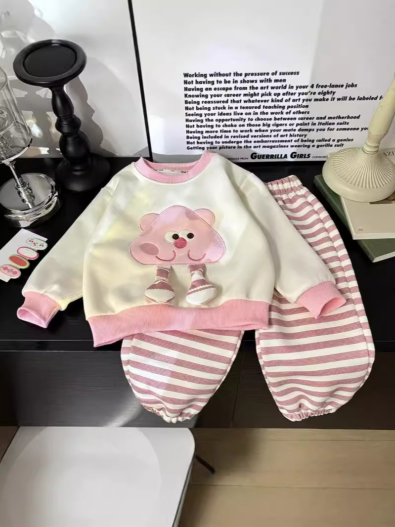 Girls Cute Cartoon Printed 2-Piece Winter Tracksuit Set