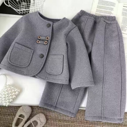Girls Stylish 2-Piece Formal Blazer & Pants Set