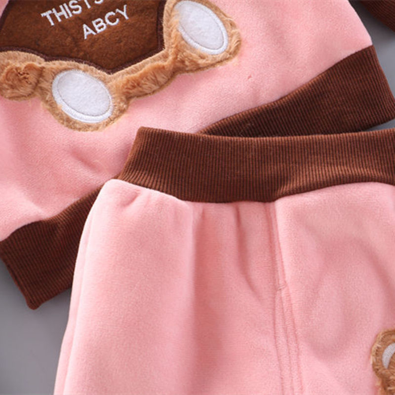 Kids Teddy Bear 3-Piece Winter Tracksuit Set with Fleece Vest & Hat - Image 3