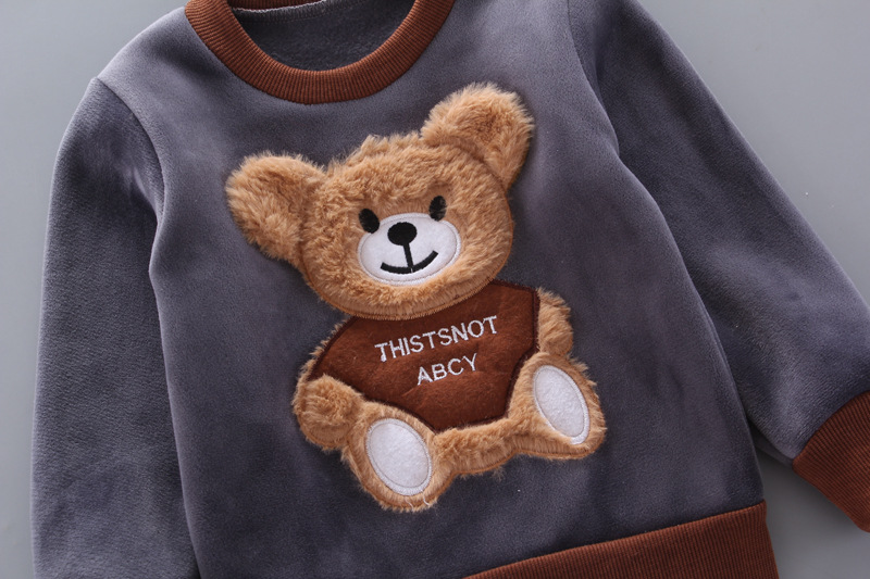 Kids Teddy Bear 3-Piece Winter Tracksuit Set with Fleece Vest & Hat - Image 2