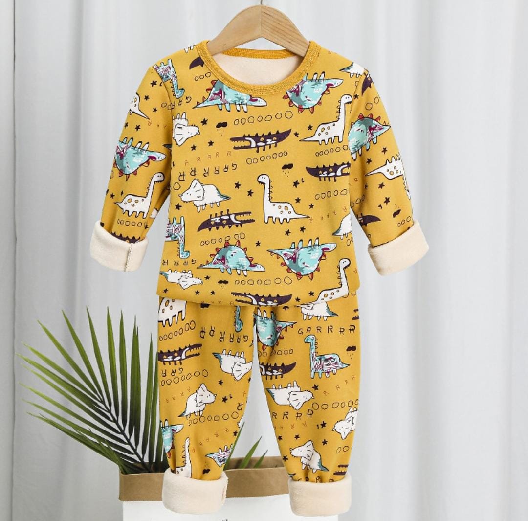 Kids Printed Full Sleeve Winter Pajama Set - Image 4